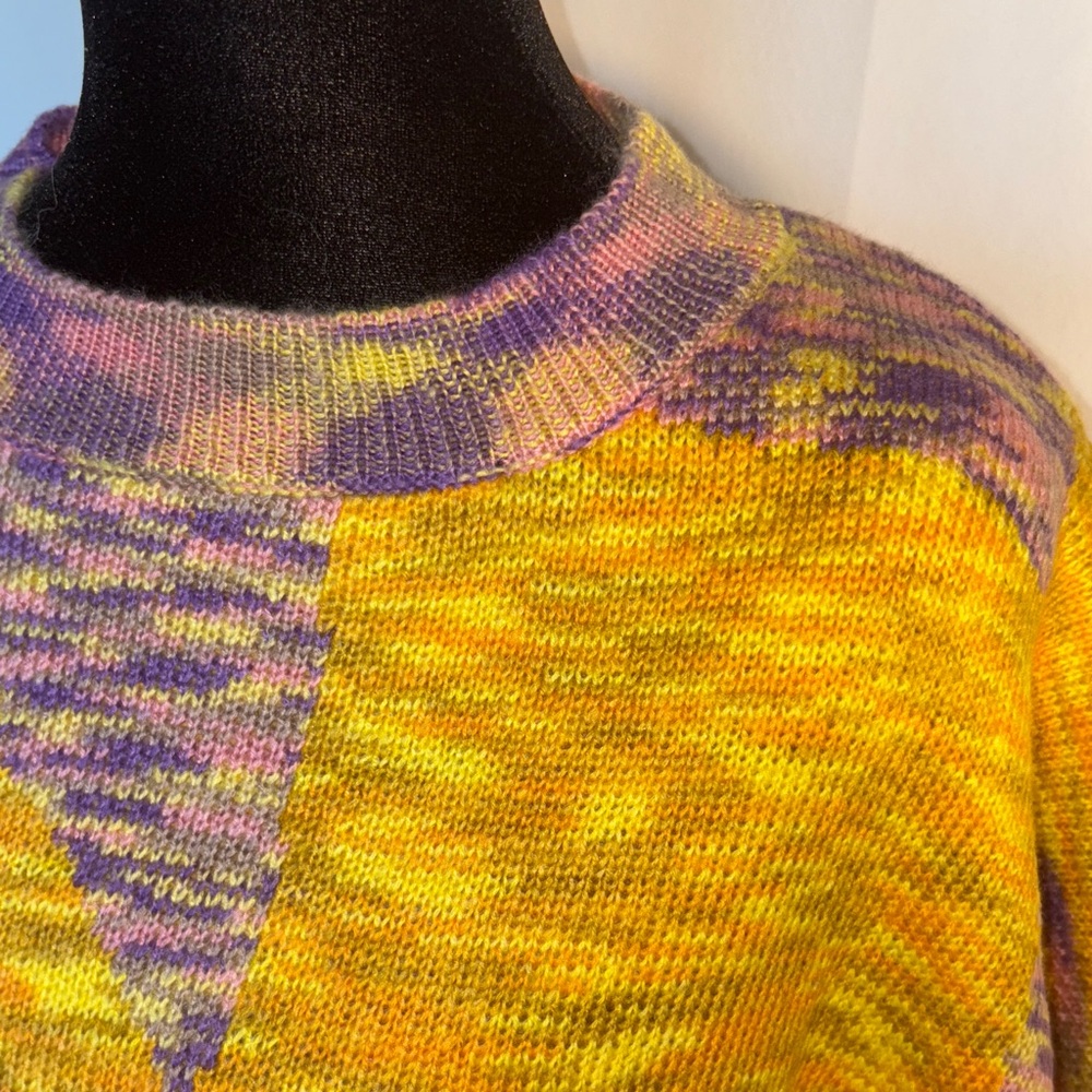 Vibrant Yellow and Purple Women's Sweater - Picture 4 of 7